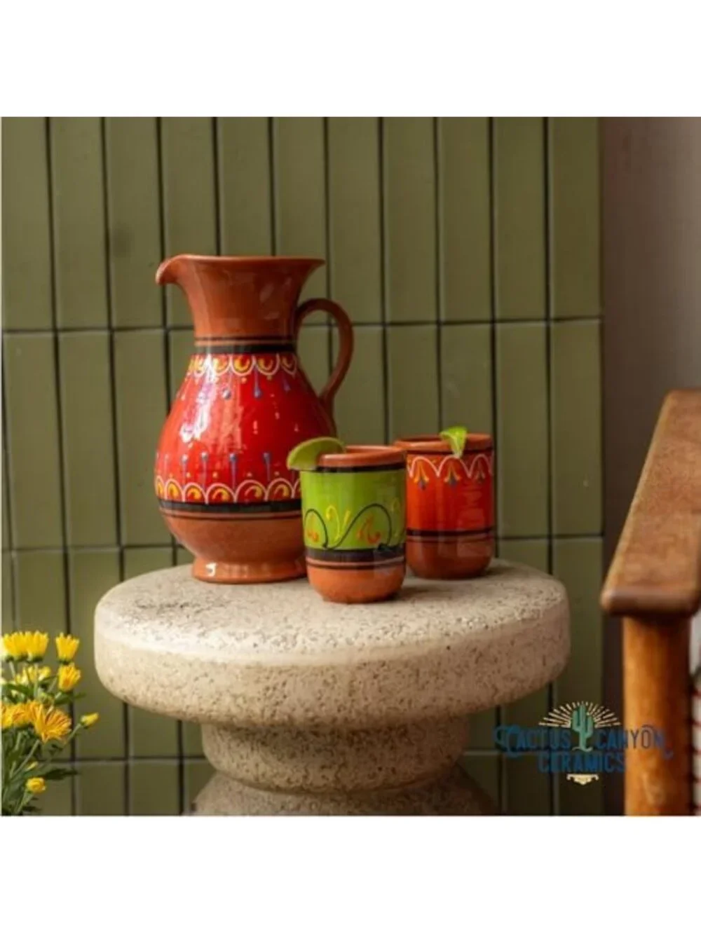 Colorful 5-Piece Spanish Terracotta Cup Set | Handcrafted, Unique Kitchen Decor